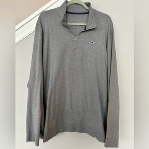 Vineyard Vines Men’s 100% Pima cotton XXL gray quarter-zip pullover.